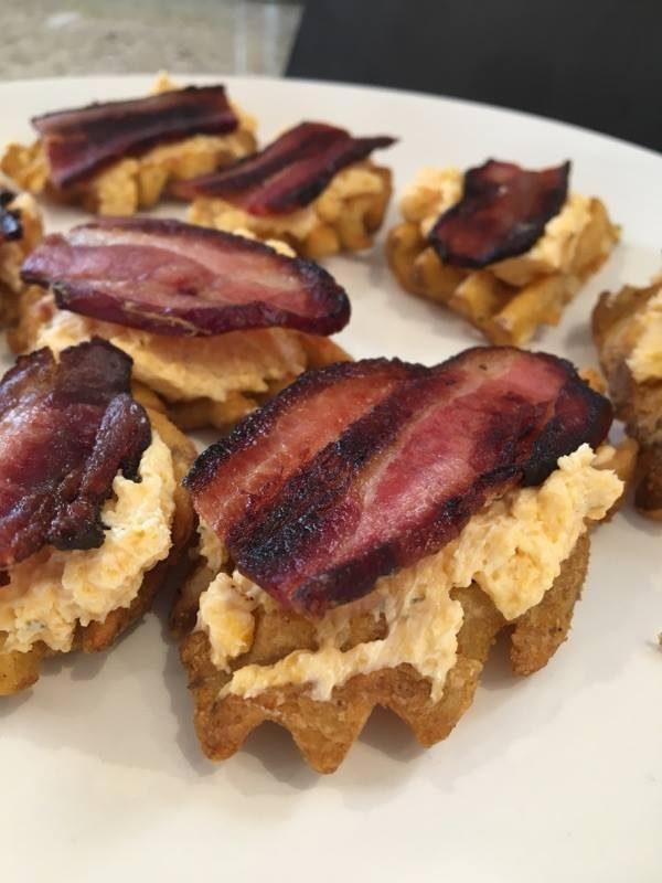 Best Snack Food for a Party: Waffle Potato Cheesy Bacon Bites