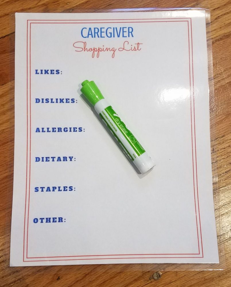 Stop Unwanted Items With Caregiver Shopping List (Printable)