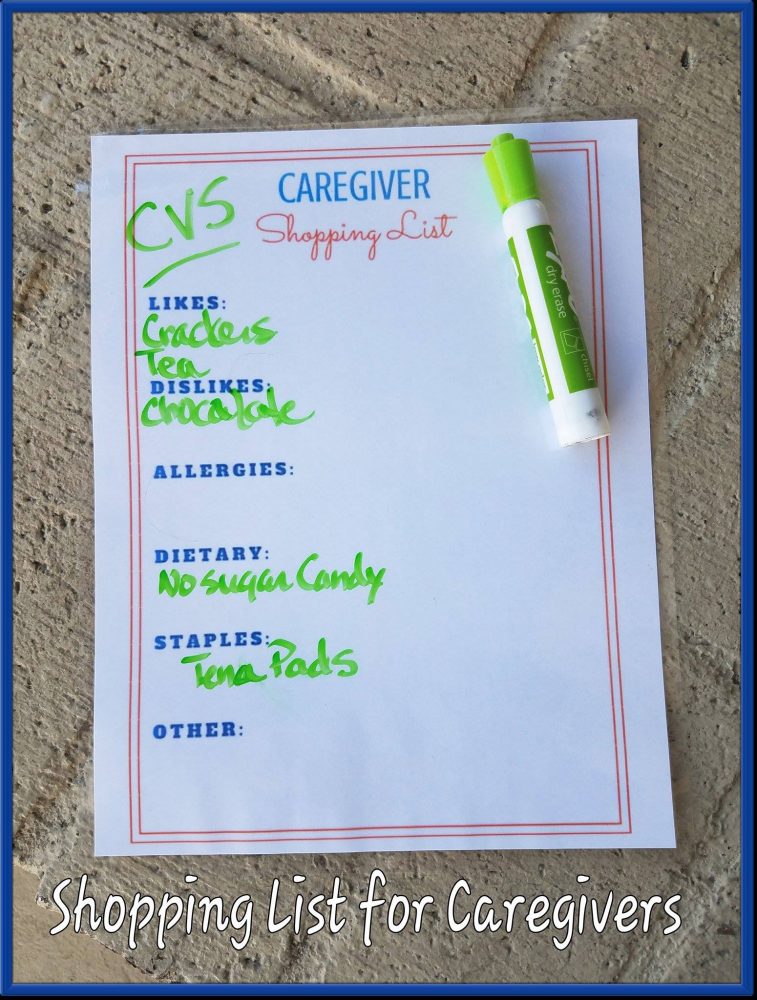 Caregiver Shopping List 