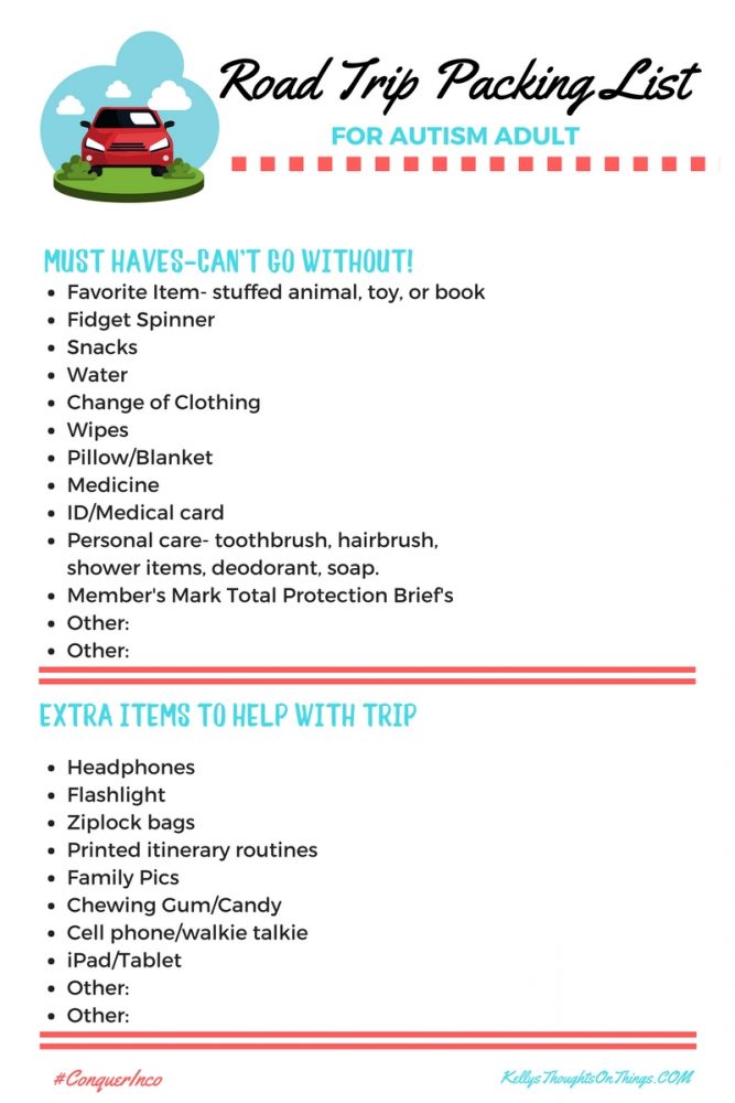 printable road trip packing list for the autistic traveler kellys