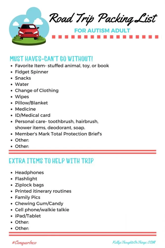 printable road trip packing list for the autistic traveler kellys thoughts on things