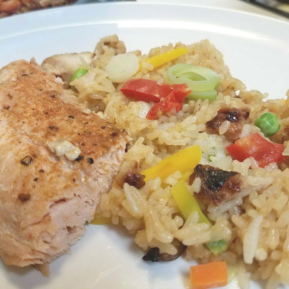 Baked Salmon and Ling Ling Fried Rice 