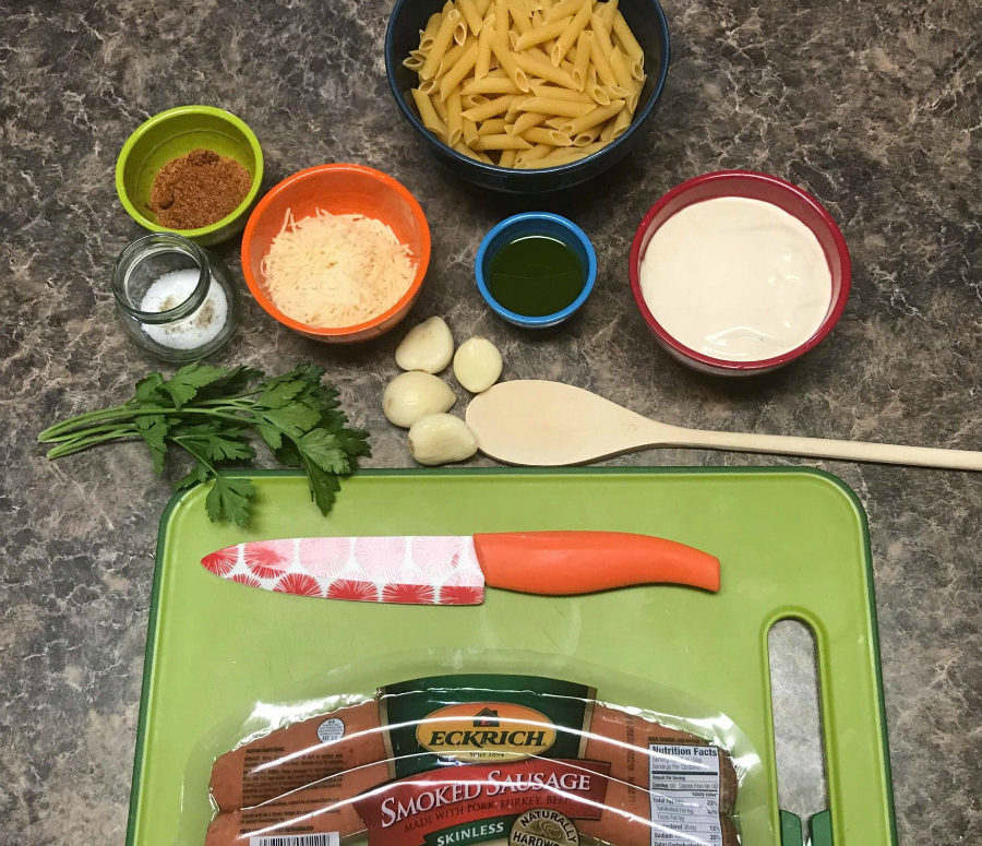 Ingredients to make the Cajun Alfredo