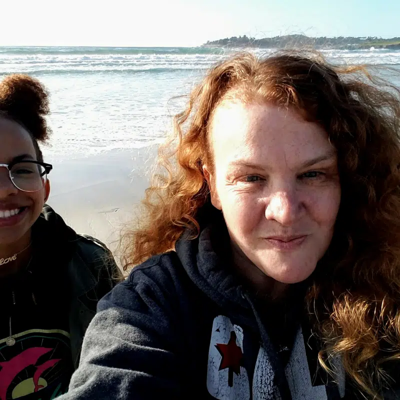 Mom and daughter at the beach