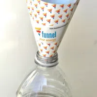 Place &ldquo;funnel your energy&rdquo; in the open neck of any recyclable water bottle, then pour powder product into funnel, shake and drink.