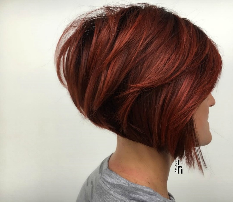 asymmetrical bob with choppy bangs