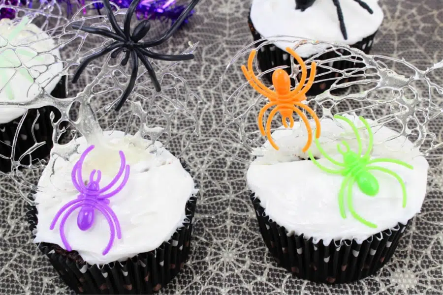 Spun Spiderweb Cupcakes