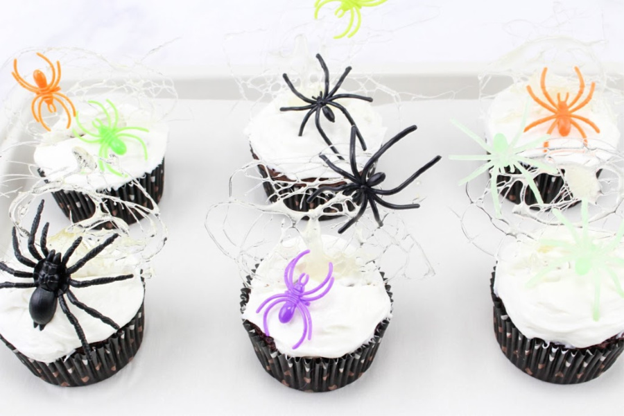 Spun Spiderweb Cupcakes