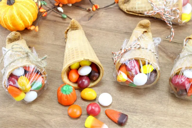 Cornucopia Treats on table with candy