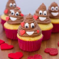 Valentine Cupcakes Inspired by the Poop Emoji