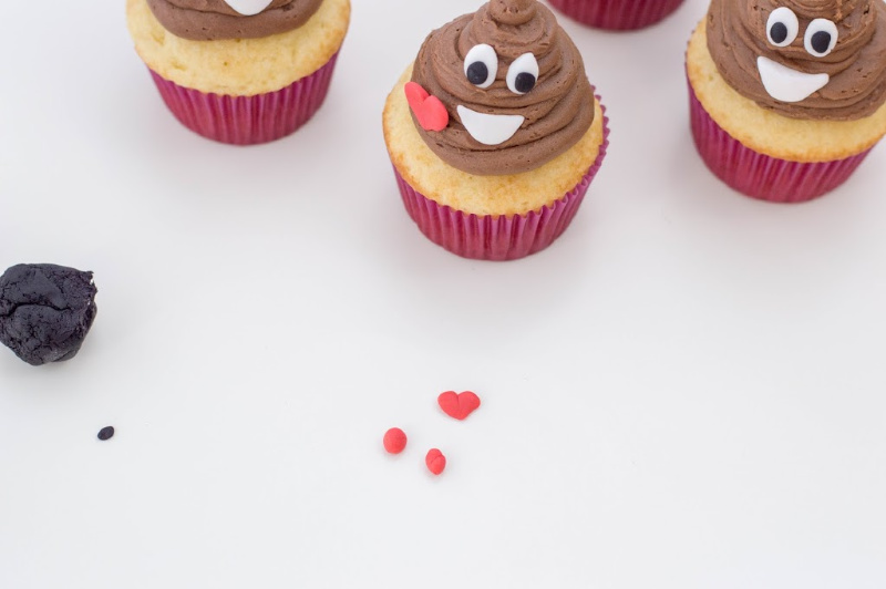 Valentine Cupcakes Inspired by the Poop Emoji