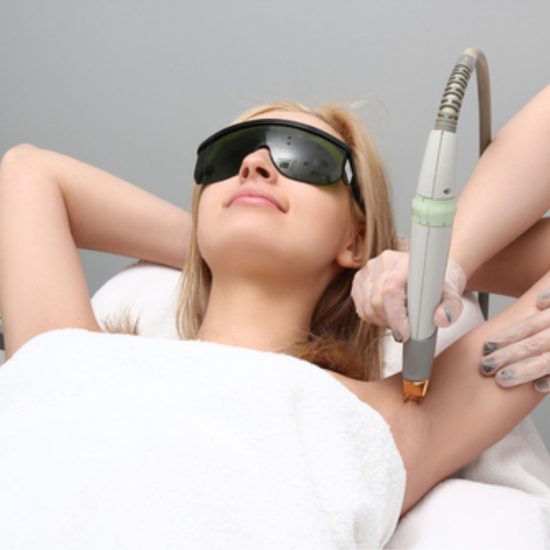 woman getting laser hair removal