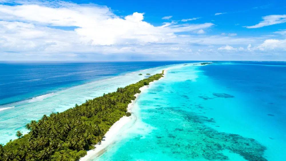 blue water and an island