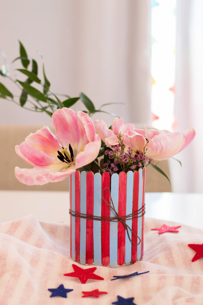 Patriotic Popsicle Stick Vase