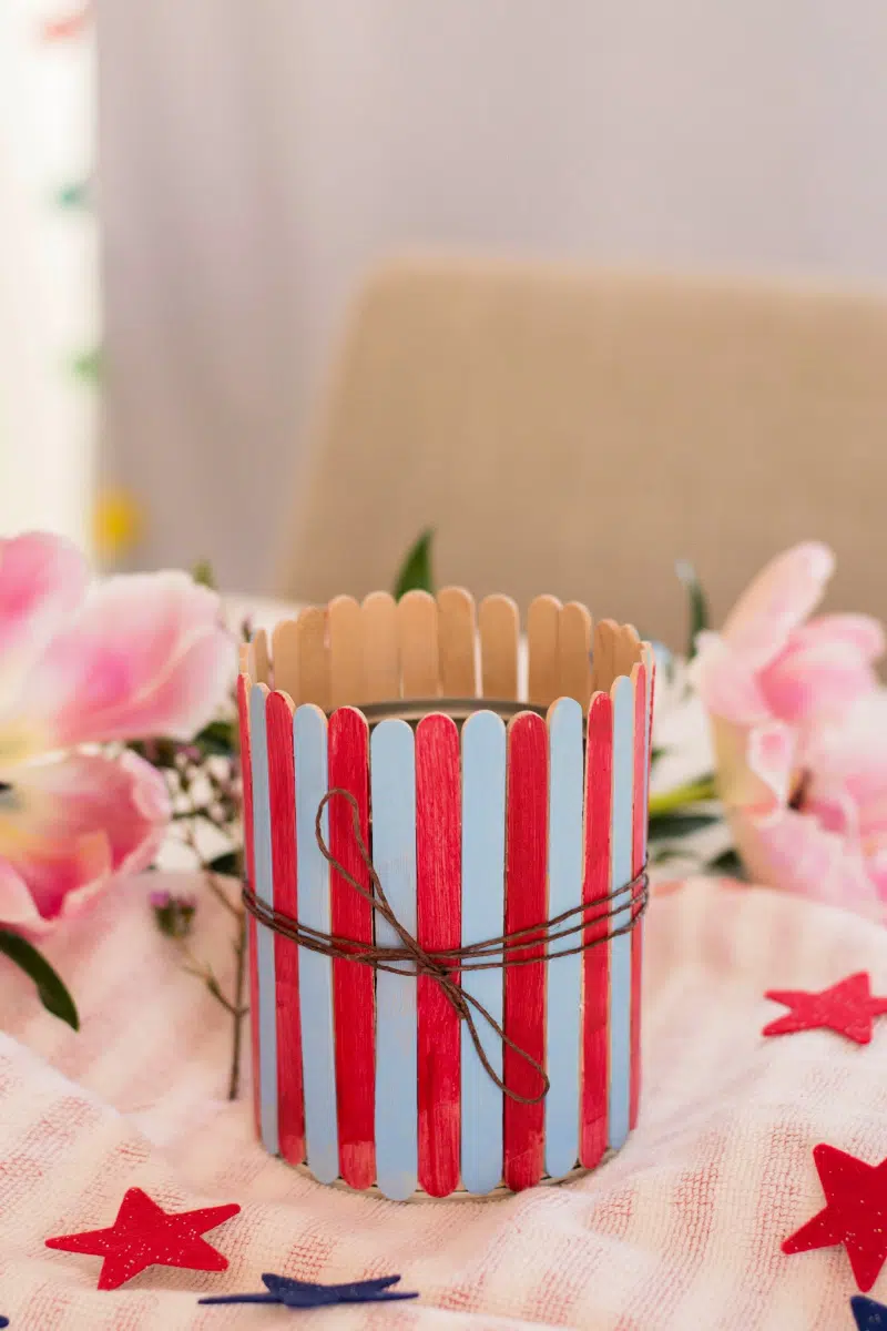 Patriotic Popsicle Stick Vase