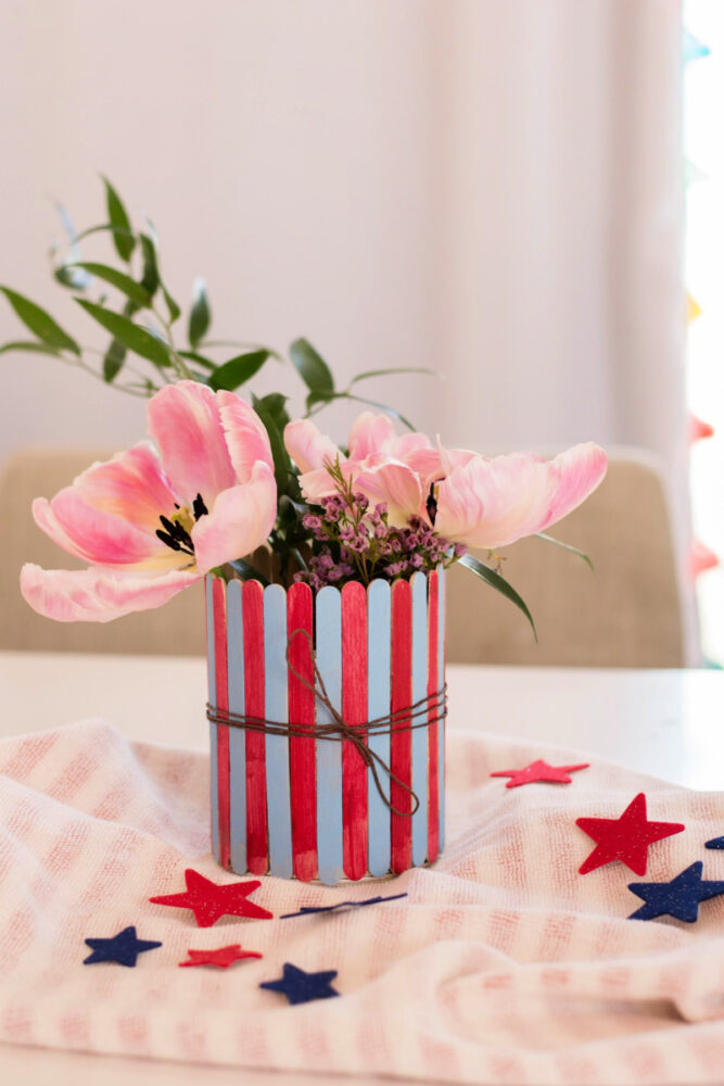 Patriotic Popsicle Stick Vase