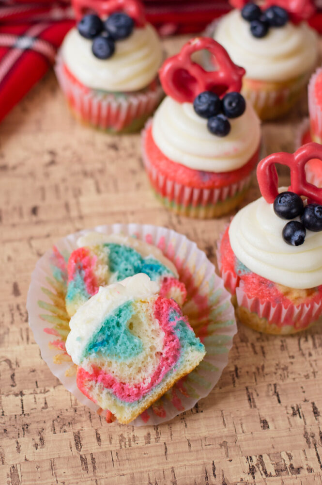 Tie Dye Patriotic Cupcakes