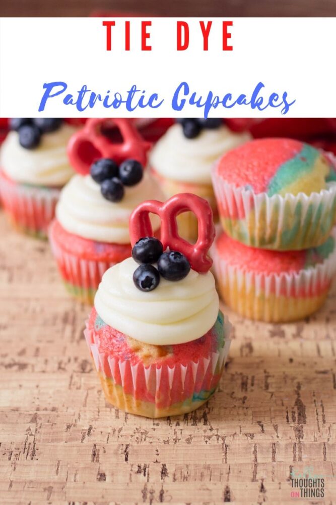 Tie Dye Cupcakes on a table