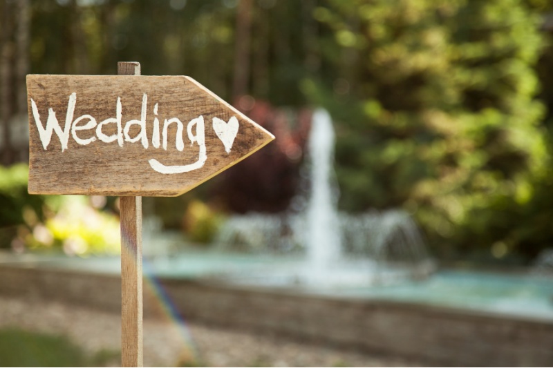 7 Non-Traditional Wedding Locations Sign with Wedding on it
