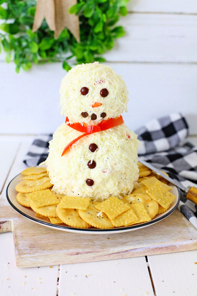 Everything Bagel Snowman Cheese Ball