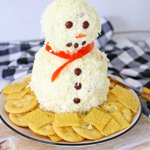 Everything Bagel Snowman Cheese Ball