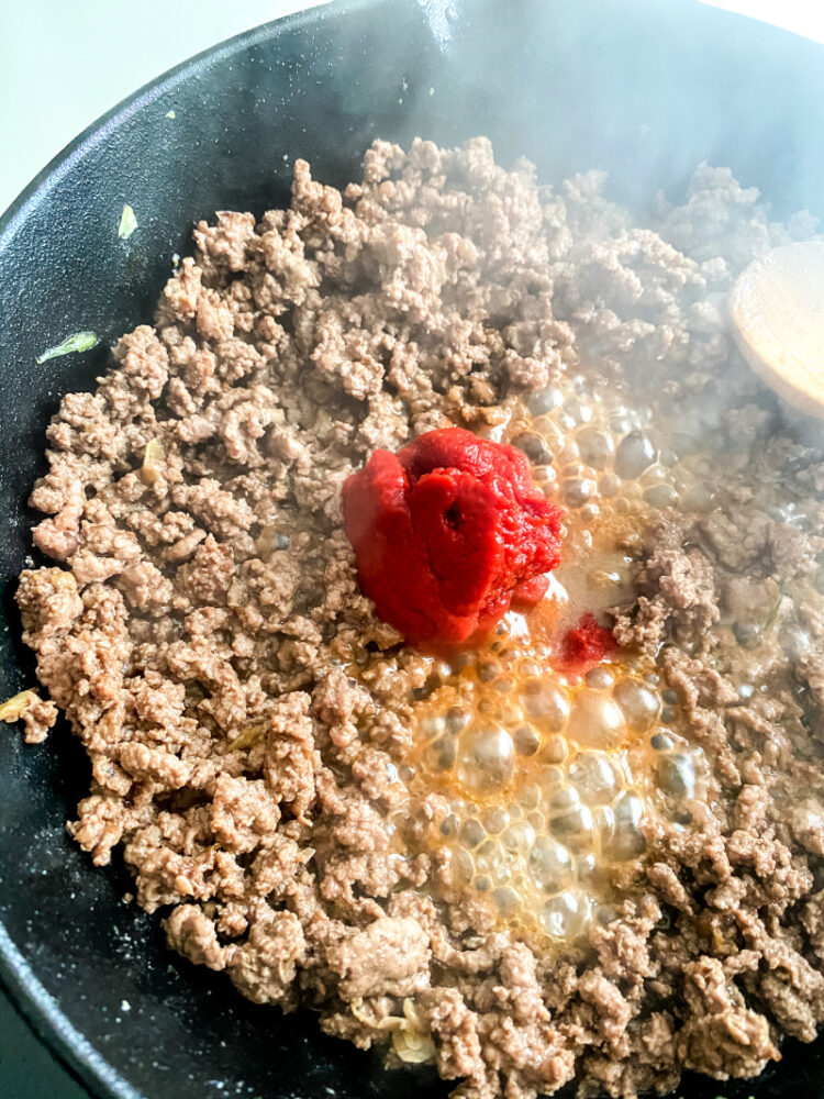 Ground Beef and tomato paste 