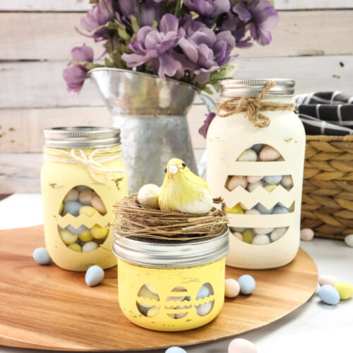 Chalky Painted Easter Candy Jars-