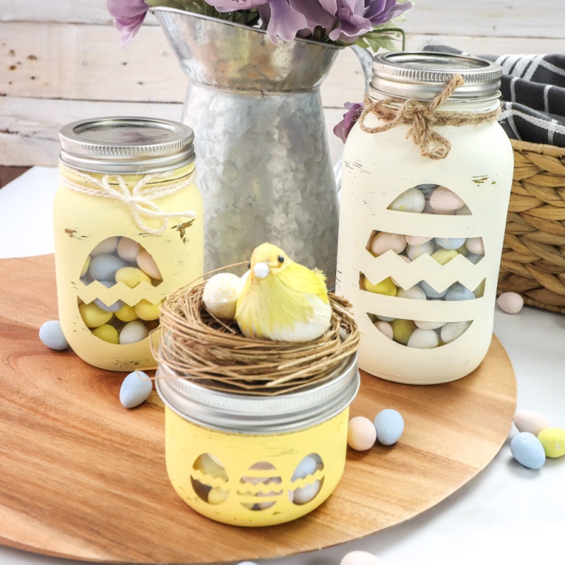 yellow jars with candy inside