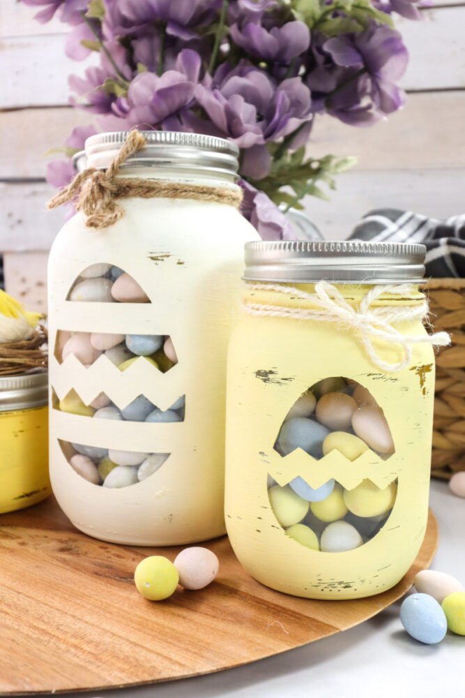 Cricut Chalky Painted Easter Candy Jars Craft