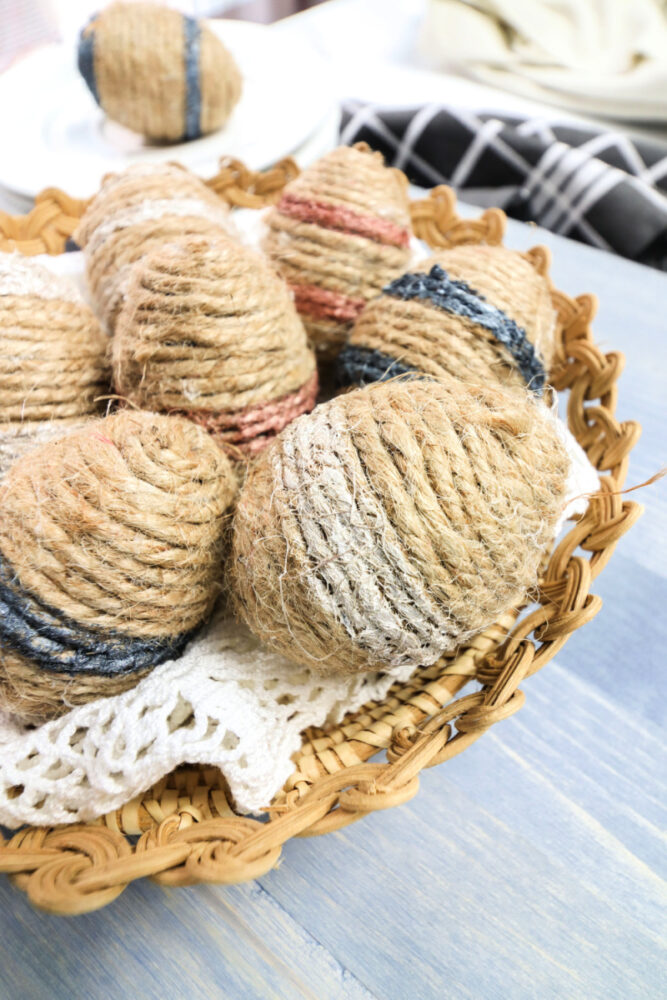 Twine-Wrapped Plastic Eggs 