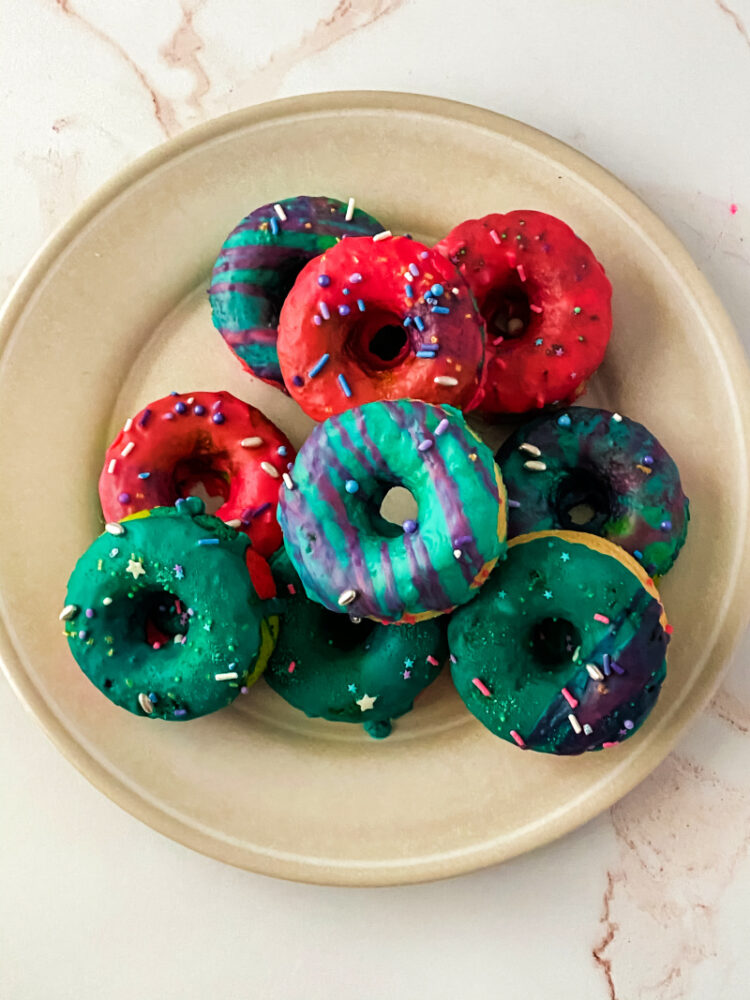 donuts on a cream plate