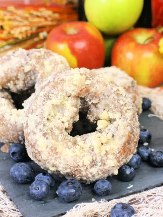 Blueberry Donut with blueberries on a plate