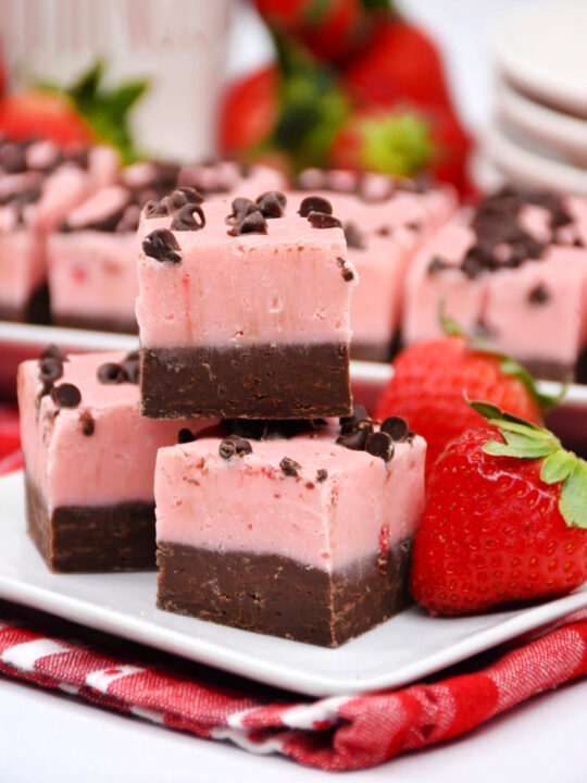 No-Bake Chocolate Covered Strawberry Fudge