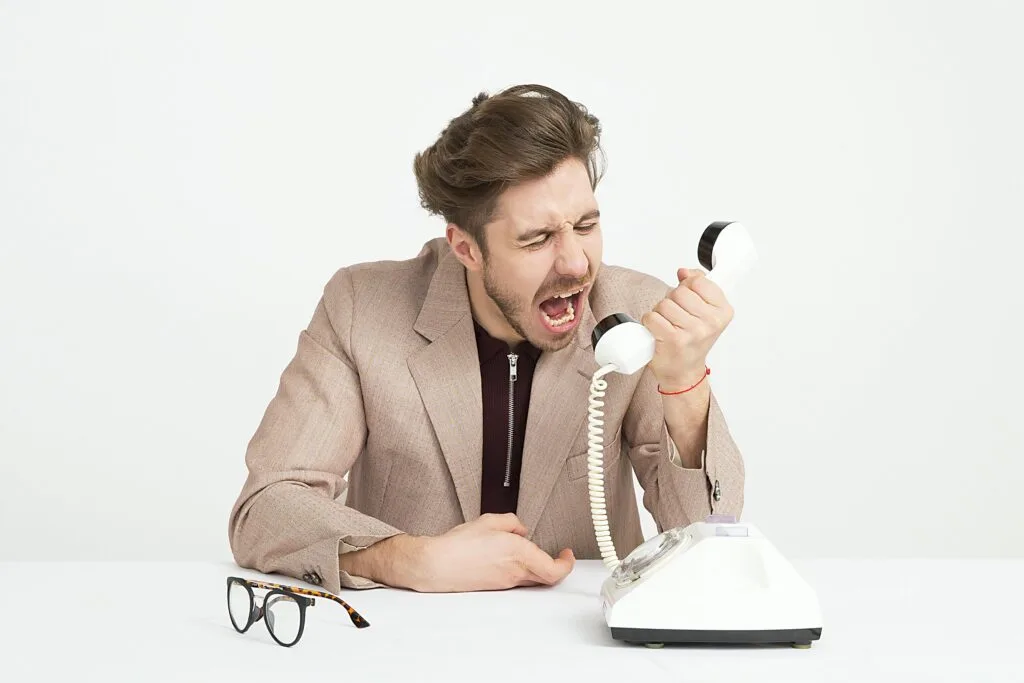 yelling at phone